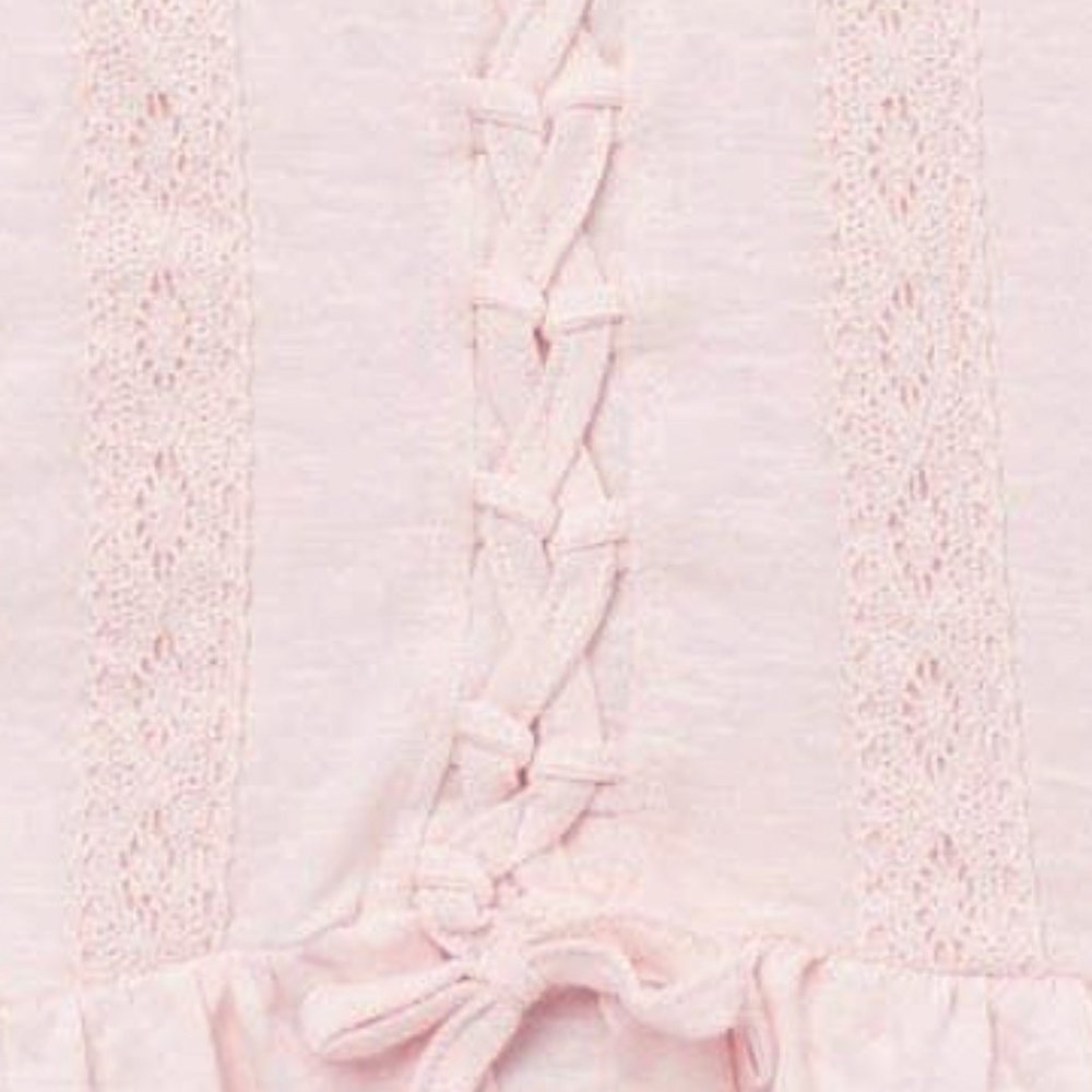 NEW 7 FOR ALL MANKIND Big Kid Lace Up Bow Ruffle Asymmetrical Slub Tee Shirt - Picture 2 of 2